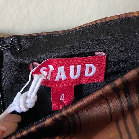 NWT Staud Sample Mini Brown Black Dress Strapless Size 4 - Picture 13 of 13